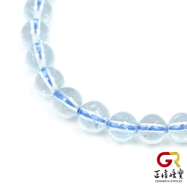 【正佳珠寶】托帕石 頂級天空藍 6.8-7.3mm 托帕石手珠｜日本彈力繩
