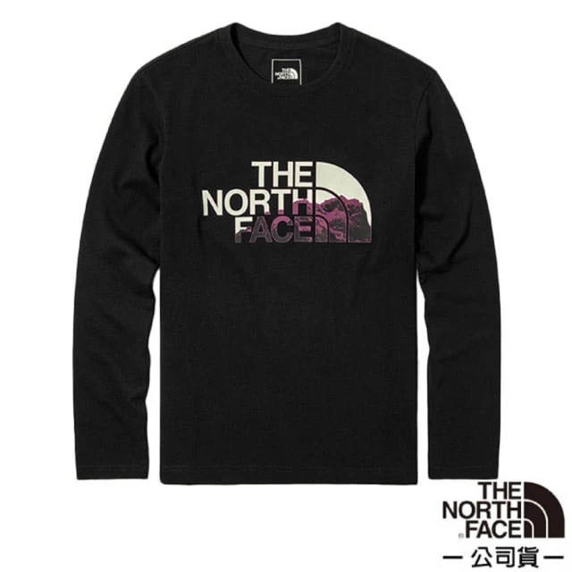 The North Face 男款 胸前山景品牌印花圓領長袖上衣.休閒衫/機能性運動衣(5AZG-JK3 黑色 V)