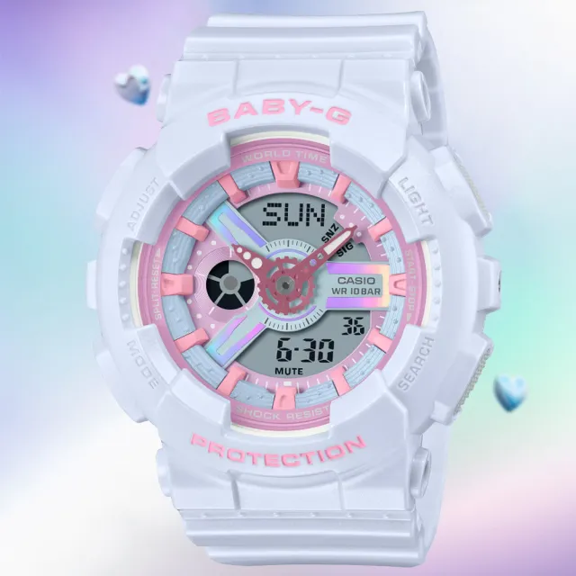 【CASIO 卡西歐】BABY-G 未來風設計 夢幻色彩雙顯腕錶 母親節 禮物(BA-110FH-2A)