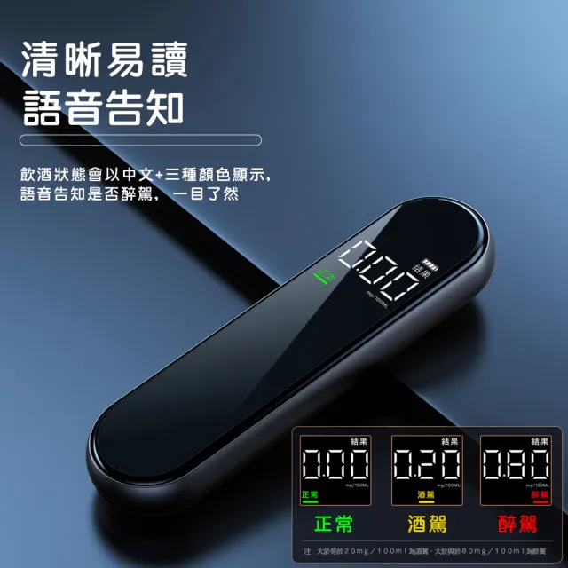 【JPB 日本橋】智能語音LED顯示攜帶無接觸酒測器(酒精偵測 酒駕 偵測儀 呼氣)