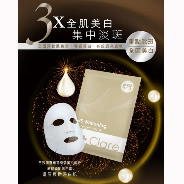 【St.Clare 聖克萊爾】RS肌因亮白面膜x10片(淡斑/美白/富勒烯)