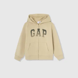 【GAP】男童裝 Logo連帽外套-卡其色(429331)