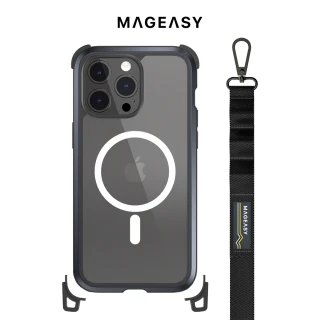 【MAGEASY】iPhone 15 Pro Max 6.7吋 Odyssey M STRAP 頂級超軍規防摔磁吸掛繩手機殼(主機搭贈)