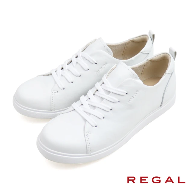 【REGAL】經典休閒輕便舒適綁帶小白鞋 白色(P790-WT)
