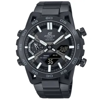 【CASIO 卡西歐】EDIFICE 藍牙連線 懸吊設計 賽車雙顯太陽能腕錶 618 週年慶 畢業禮物(ECB-2000DC-1B)