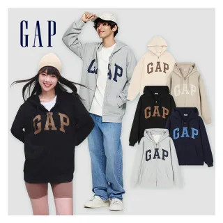 【GAP】男女同款 Logo連帽外套 碳素軟磨法式圈織系列-多色可選(892182)