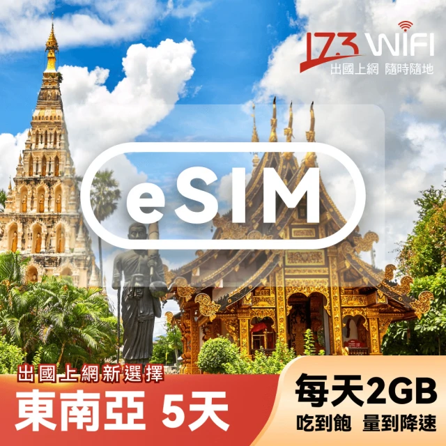 【173WIFI 】eSIM東南亞5日吃到飽兌換券每日2GB高速量到降速吃到飽(MO)