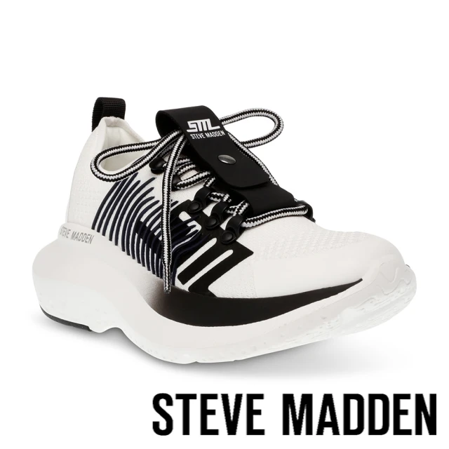 STEVE MADDEN ELEVATE 1 綁帶厚底休閒鞋(黑白色)