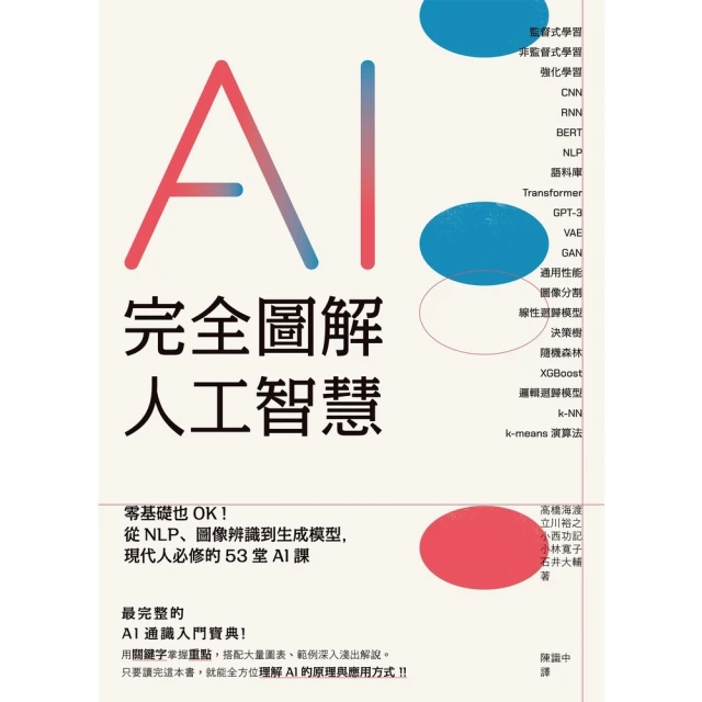 【MyBook】完全圖解人工智慧：零基礎也OK！從NLP、圖像辨識到生成模型，現代人必修的53(電子書)