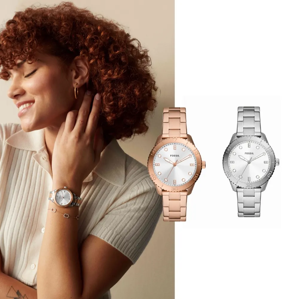 【FOSSIL 官方旗艦館】Dayle系列個性造型指針手錶 不鏽鋼錶帶女錶 38mm(多色可選)