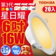 【TOSHIBA 東芝】星日耀 16W LED 崁燈 15CM嵌燈 20入(白光/自然光/黃光)