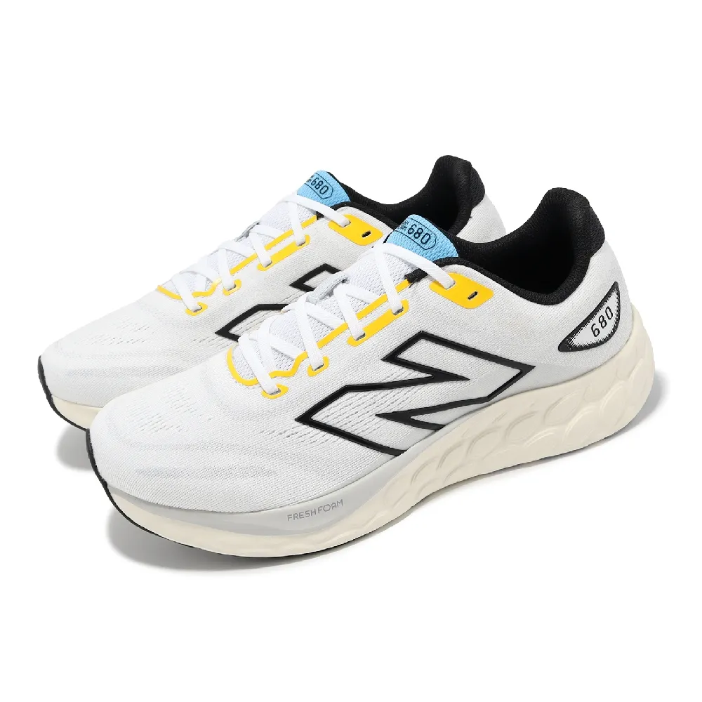 【NEW BALANCE】慢跑鞋 Fresh Foam 680 V8 2E 男鞋 寬楦 白 黑 針織 緩衝 運動鞋 NB(M680LW8-2E)