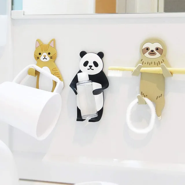 【台隆手創館】黏貼式掛勾收納動物好朋友(柴犬/白熊/樹懶/三毛貓/虎斑貓/貓熊/企鵝/兔子)
