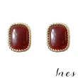 【INES】韓國設計簡約優雅法式復古紅寶石造型夾式耳環(無耳洞耳環 耳夾 夾式耳環)