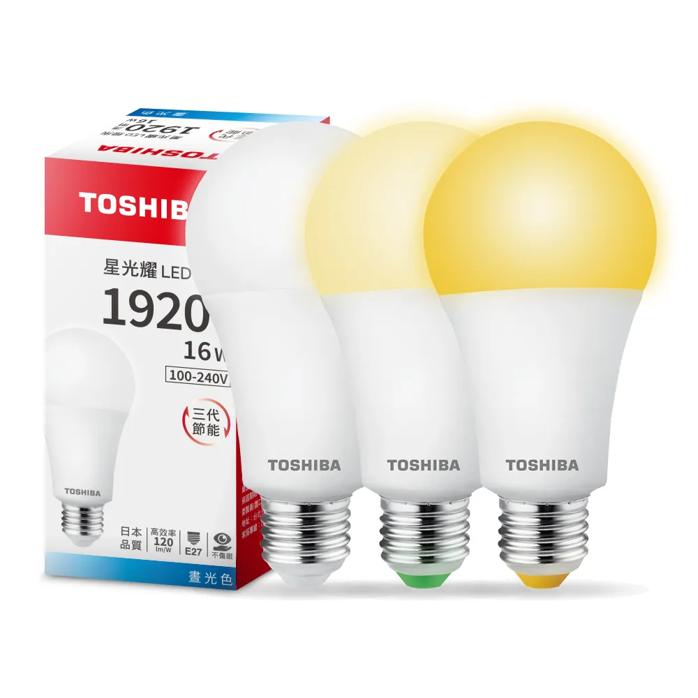 【TOSHIBA 東芝】星光耀 16W LED燈泡 4入(白光/自然光/黃光)