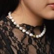 【Dinner collection】大白珍珠串金墜項鍊