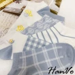 【HanVo】現貨 超值3件組 清新藍條紋小花棉質短襪 吸濕排汗透氣親膚柔軟百搭(任選3入組合 6312)