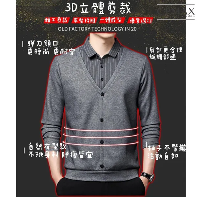 【CPMAX】韓系假兩件條紋襯衫(休閒針織衫上衣 針織衫 條紋休閒襯衫 B119)