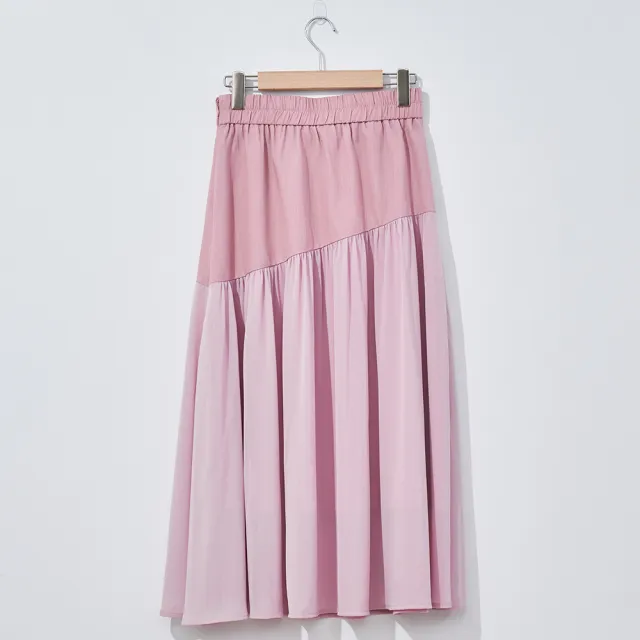 【IENA】不對稱異素材剪接裙(#4272002 剪接裙 粉色/深藍色)