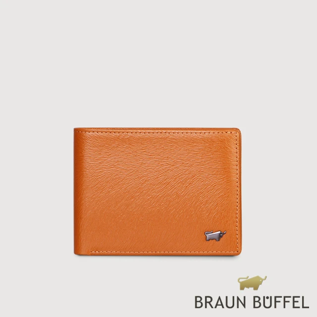 BRAUN BUFFEL 德國小金牛 台灣總代理 防盜-2 6卡男夾-杏仁巧克力色(BF539-312-SAL)