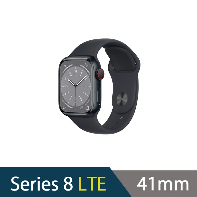 充電全配組【Apple】Apple Watch S8 LTE 41mm(鋁金屬錶殼搭配運動型錶帶)