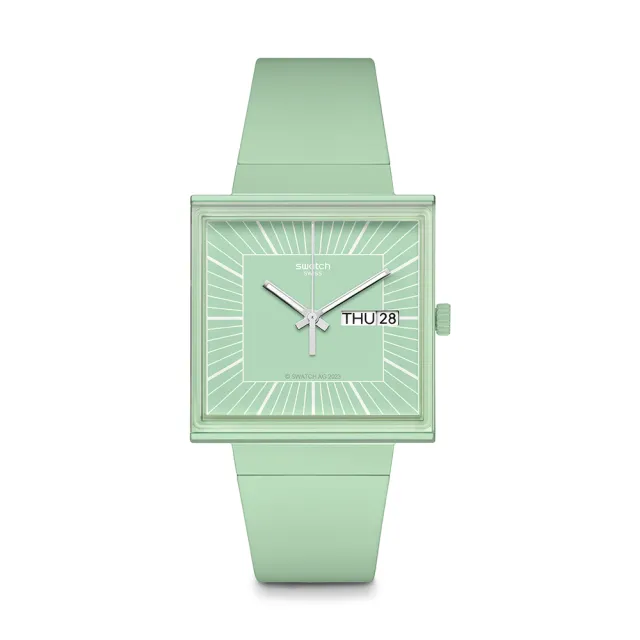 【SWATCH】WHAT IF...MINT? 經典手錶/方形錶/女錶/瑞士製造 SO34G701(34mm)