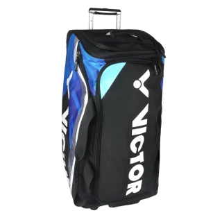【VICTOR 勝利體育】羽毛球專業拉桿拖輪袋 旅行袋 托運行李袋(BG9712-31 INCH CF 黑/明亮藍)