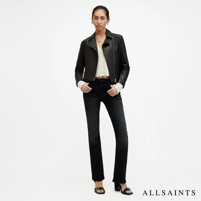 【ALLSAINTS】VELA 柔軟羊皮雙口袋騎士皮衣外套- 黑金  W089LB(修身版型)