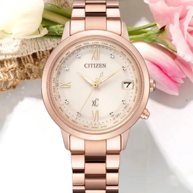 【CITIZEN 星辰】xC系列 Hebe田馥甄廣告款 電波對時 鈦金屬光動能腕錶(CB1132-51W)