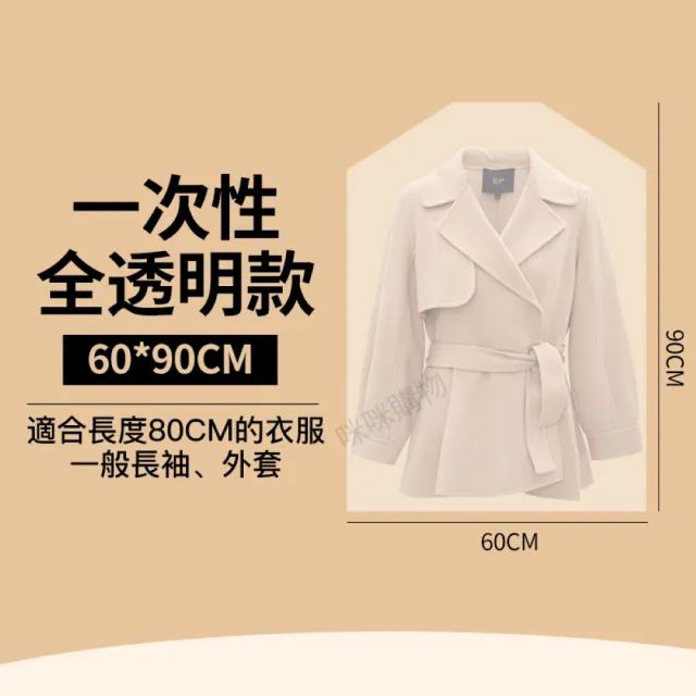 【咪咪購物】衣服防塵套｜一次性｜60ｘ90｜一入(透明衣服防塵套 衣物防塵袋 衣服 大衣 外套 西裝 防塵套)