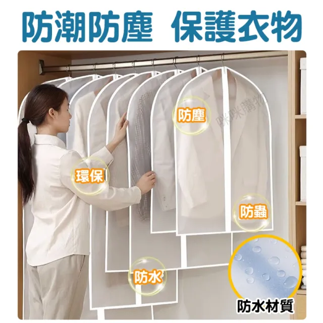 【咪咪購物】衣服防塵套｜拉鍊款｜60ｘ80｜一入(透明衣服防塵套 衣物防塵袋 衣服 大衣 外套 西裝 防塵套)