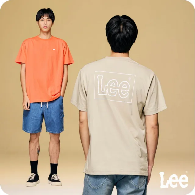 【Lee】男裝 短袖T恤 / 背後長框 鏤空大LOGO 共2色 舒適版型(LB402023166 / LB402023169)