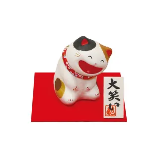 【RYUKODO龍虎堂】日本手工製和紙捧腹大笑開運擺飾(三花貓咪款)