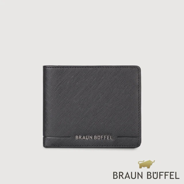 BRAUN BUFFEL 德國小金牛BRAUN BUFFEL 德國小金牛 台灣總代理 格瑞克D 4卡零錢袋皮夾-黑色(BF513-315-BK)