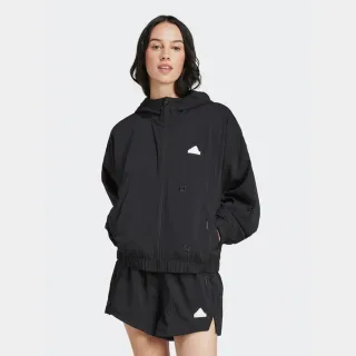 【adidas 愛迪達】外套 女款 運動連帽外套 W BLUV Q2 JKT 黑 IS4321