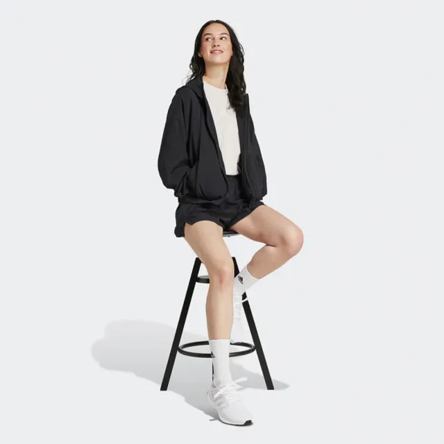 【adidas 愛迪達】外套 女款 運動連帽外套 W BLUV Q2 JKT 黑 IS4321