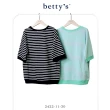 【betty’s 貝蒂思】蕾絲領口橫條紋五分袖T-shirt(共二色)