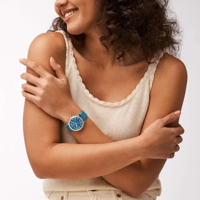 【FOSSIL 官方旗艦館】Dayle系列 城市倩影優雅女錶 矽膠錶帶指針手錶 38MM(多色可選/母親節)