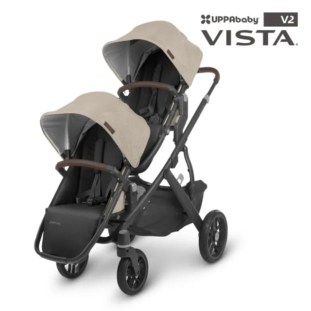 【UPPAbaby】VISTA V2 雙人推車+新生兒貼身座墊*2+上座加高轉接器(王者之尊旗鑑雙寶推車)