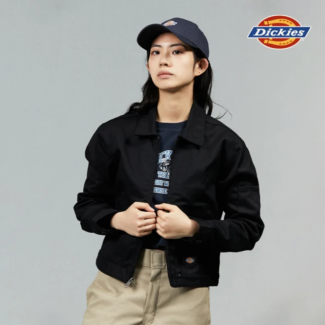 【Dickies】女款黑色可調節下襬設計短版艾森豪外套｜DK012998BLK