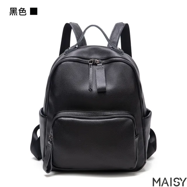 【MAISY】簡約學生風旅遊外出實用生活軟皮背包(現+預  棕色／黑色)