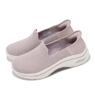 【SKECHERS】休閒鞋 Go Walk Arch Fit 2.0 Slip-Ins 女鞋 寬楦 紫白 套入式 懶人鞋(125315-WMVE)