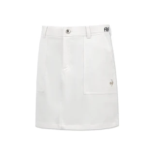【LE COQ SPORTIF 公雞】高爾夫系列 女款白色兩側開岔彈性機能短裙 QLT8J701