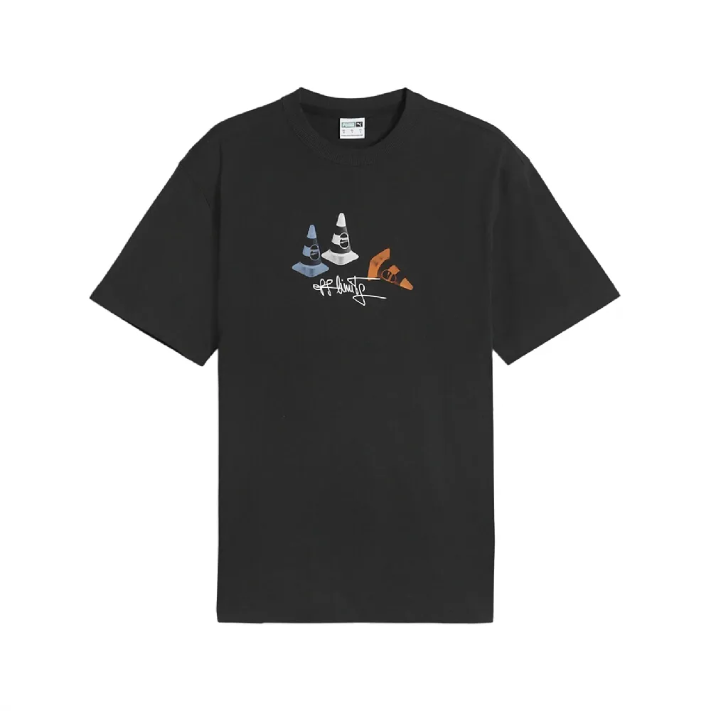 【PUMA】短袖 Downtown 180 Tee 男款 黑 橘 純棉 棉T 短T(680292-01)