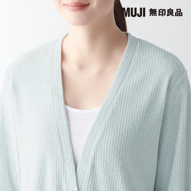 【MUJI 無印良品】女嫘縈混聚酯纖維圈絨螺紋長版開襟衫(共3色)