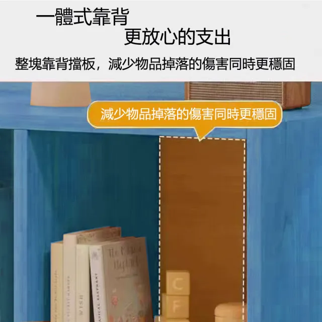 【E家工廠】書櫃 書架 儲物櫃 落地置物架 置物櫃 置物架 收納儲物層架 矮櫃(396-KC六格櫃（藍松色）)