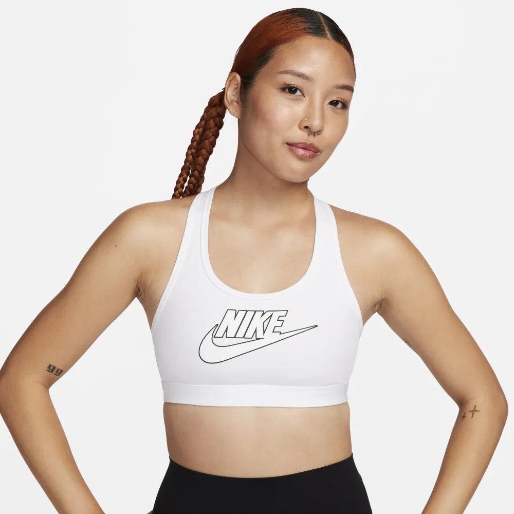 【NIKE 耐吉】運動內衣 女款 中度支撐 AS W NK SWSH MED SPT FUTURA BR 白 FB4081-100