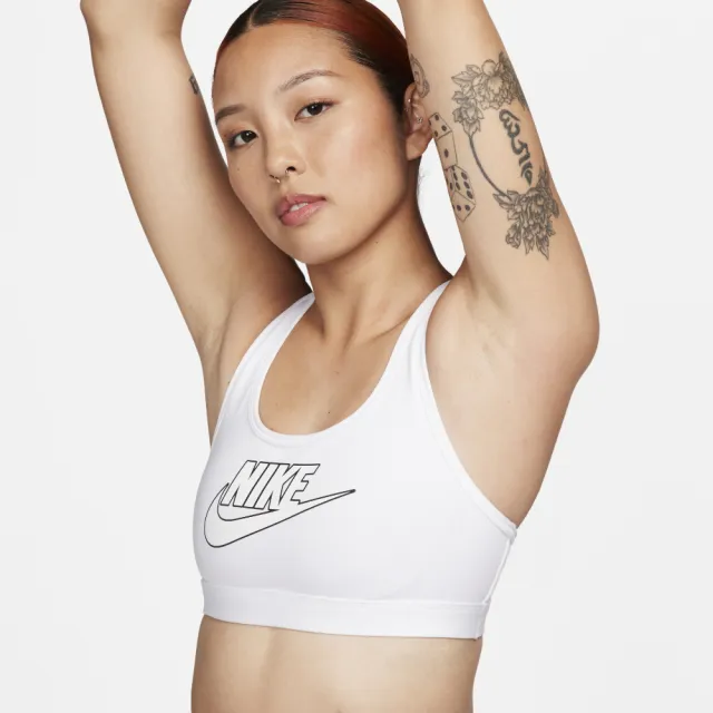 【NIKE 耐吉】運動內衣 女款 中度支撐 AS W NK SWSH MED SPT FUTURA BR 白 FB4081-100