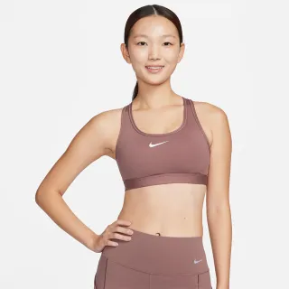 【NIKE 耐吉】運動內衣 女款 中度支撐 慢跑 訓練 AS W NK SWSH MED SPT BRA 灰紫紅 DX6822-208