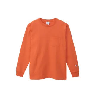 【Champion】官方直營-基本款素色口袋長袖T恤-男(橘色)